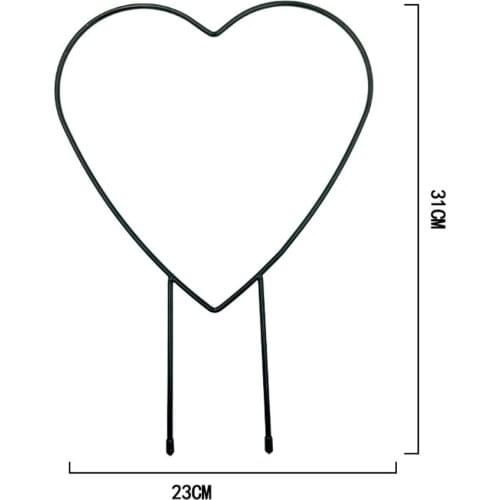 1Pc Love Heart-shaped Iron Garden Trellis For Climbing Plants Rust Free Vine Plant Metal Support Wire With Coating Decor