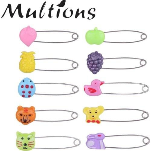 10Pcs Stainless Steel Safety Pins Infant Kids Cloth Nappy Locking Brooch Buckles Baby Care Shower Diaper Clips Holder DIY Craft