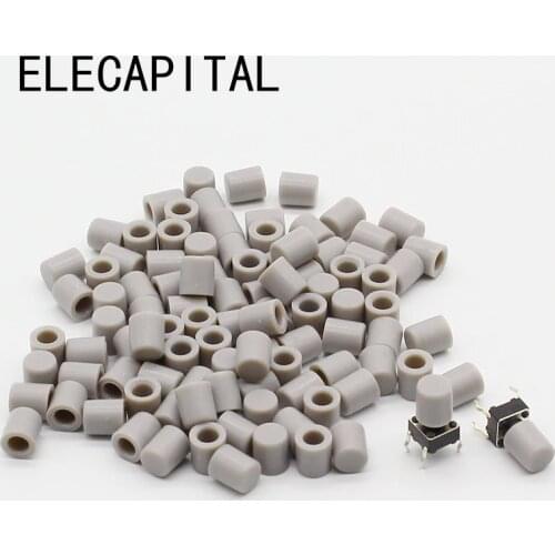 100pcs/lot Gray Plastic Cap Hat for 6*6mm G61 Tactile Push Button Switch Lid Cover Free Shipping
