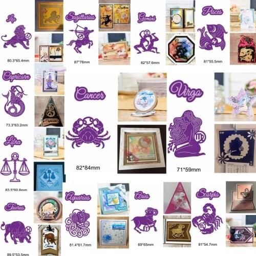 12 Constellations Libra Leo Virgo Cartoon Letter Words Animals Metal Cutting Dies Make Cards Scrapbook Craft New Stencils 2020
