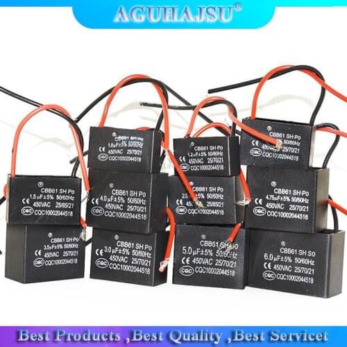 20pcs CBB61 starting capacitance AC Fan Capacitor 450V CBB Motor Run Capacitor 1UF 1.2UF 1.5UF 2UF 2.5UF 3UF 3.5UF 4UF