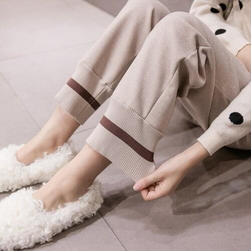 8868# Autumn Winter Woolen Maternity Pants Adjustable Belly Wide Leg Loose Pants Clothes for Pregnant Women Pregnancy Trousers