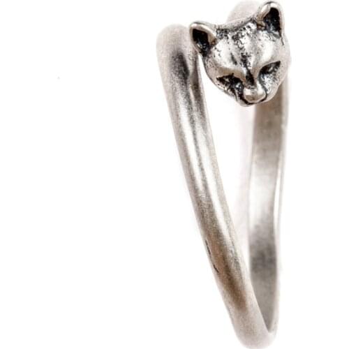 925 Sterling Silver Cat Animal Pet Adjustable Ring Men A3750