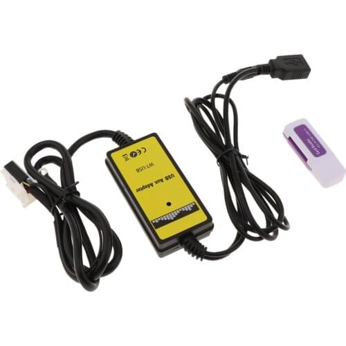 Aux USB 3.5mm In Adapter MP3 Player Cable Radio Interface With Card Reader