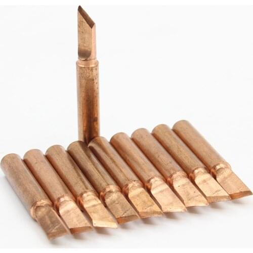 10PCS/LOT 900M-T-K Diamagnetic copper soldering iron tip Lead-free Solder tip 933.376.907.913.951,898D,852D+ Soldering Station