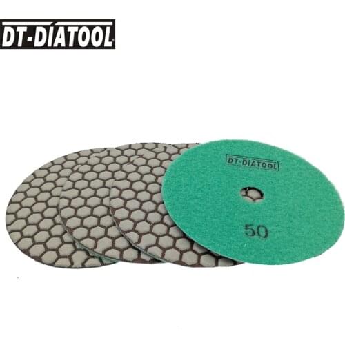 DT-DIATOOL 4pcs 125MM Dry Polishing Pads dia 5inch Resin bond Diamond flexible Grinding Pads For Granite Marble Ceramic