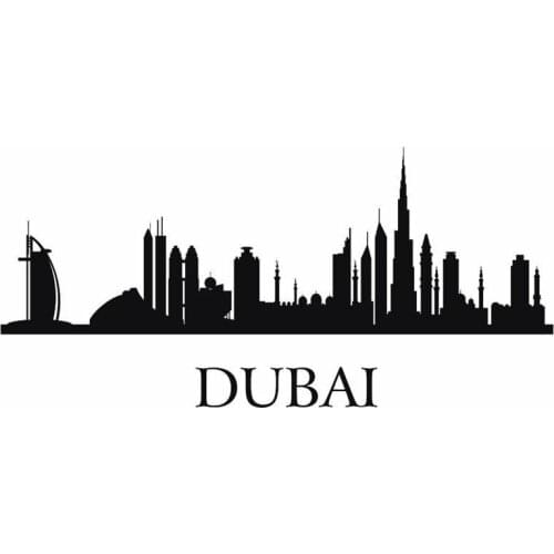 DUBAI City Decal Wall Sticker Vinyl Stickers Decor Mural Art Living Room Home Decoration Landmark Skyline Wall Decal
