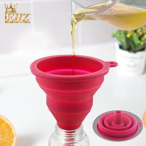 EHZ Silicone Funnel Food Grade Collapsible Funnel Retractable Portable Oiler Liquid Powder Funnel Creative Kitchen Tool