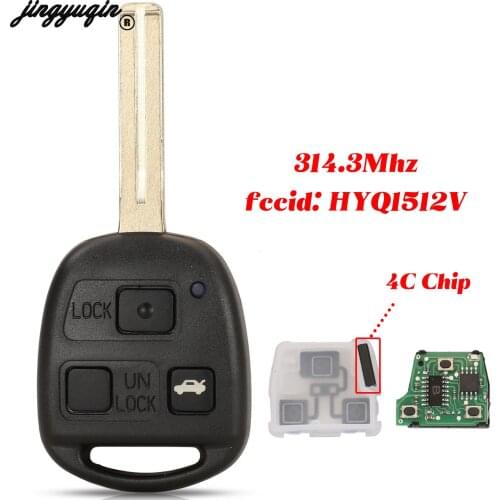 Jingyuqin 3 Buttons 315Mhz 4C Chip HYQ1512V Smart Remote Car Key Fob For Toyota Lexus IS300 GS300 GS430 1998-2005 Toy48 Blade