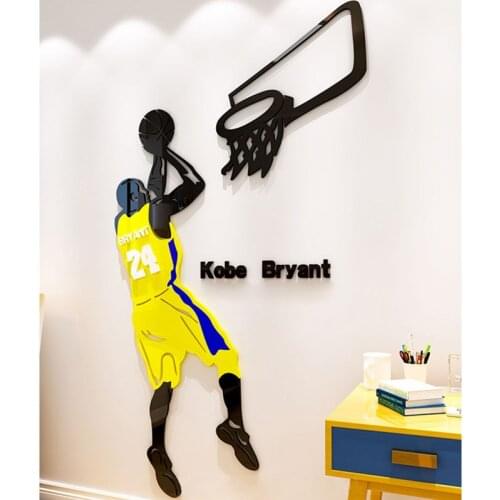 Kobe Wall Stickers NBA Star Fans Poster Decoration Living Room Kids Bedroom DIY Mirror Wallpaper Sticker