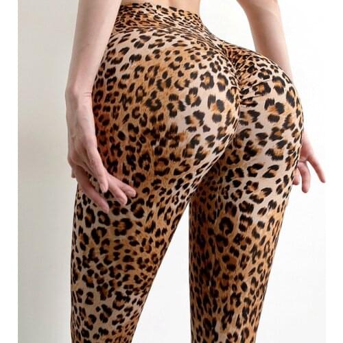 NORMOV Leopard Women Leggings Printed High Waist Push Up Peach Ankle Length Leggings Workout Leggins Fitness Leggings Female