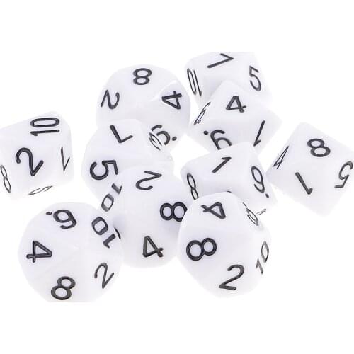 MagiDeal 10pcs 10 Sided Dice D10 Polyhedral Dice for Games White