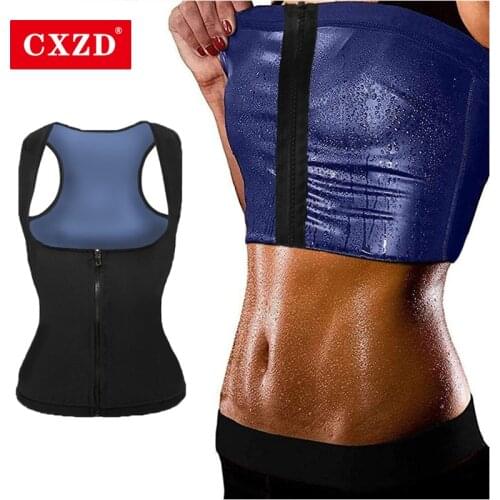 CXZD Women Sauna Shaper Vest Thermo Sweat Tank Tops Body Shapewear Slimming Waist Trainer Corset Gym Fitness Shirt Workout Suits