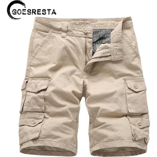 2021 New Summer Cargo Shorts Men 100% Brand Fashion Casual Cotton Slim Pants Men Multi-pocket Military Sports Jogger Men Pant