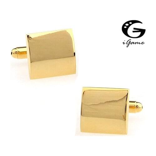 Mens Jewellry Plain Gold Colour Square Style Quality Copper Material Cuff Links