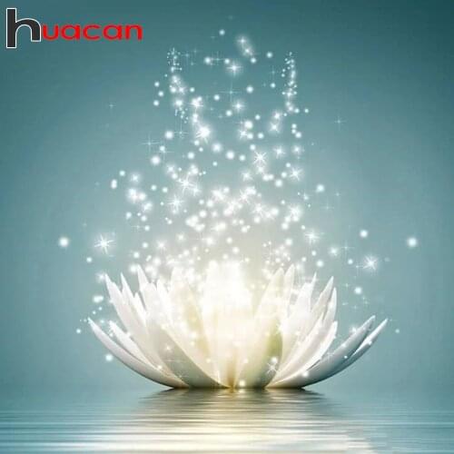 Huacan 5D DIY Diamond Painting Full Square/Round Lotus Diamond Embroidery Complete Kit Mosaic Flower Decoration For Home