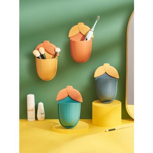 New Corn Wall Shelf Punch-Free Storage Rack Wall Mounted Toothbrush Holder Drain Rack Bathroom Tool For Toothpaste Razor Brush