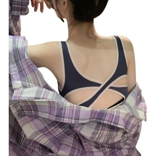 New Women Yoga Shirts Breathable Mesh Shockproof Push Up Fitness Gym Running Sports Bra Cotton Underwear Vest h