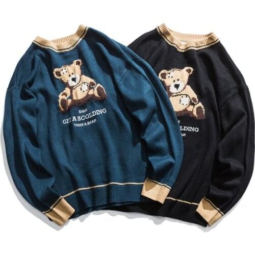 Couples dressed bf teen Korean version of the small fresh sweater men and women Hong Kong wind bear oversize net red