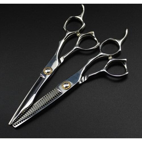 Professional Japan 440c steel 6 '' cut hair scissors haircut scissor Curved thinning barber cutting shears hairdresser scissors