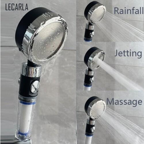 3 Modes Adjustable High Pressure S.S Panel Water Saving Switch Button Shower Head with Universal Fitting Bathroom