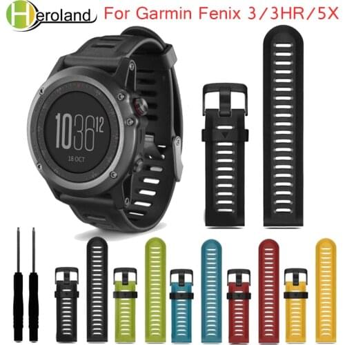 Watch Strap for Garmin Fenix 3 26mm Watch Strap Kit with tools Outdoor Sport Silicone Watchband for Garmin Fenix 3HR/Fenix 5X