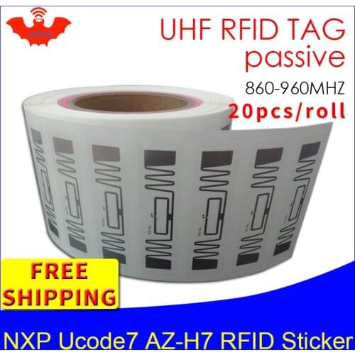 RFID sticker UHF NXP Ucode7 AZ-H7 wet inlay 915mhz868mhz 860-960MHZ EPC 6C 20pcs free shipping adhesive passive RFID tag label