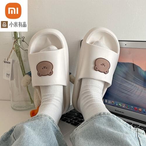 Xiaomi Summer Lovers Thick-soled Slippers for Men Women Non-slip Deodorant Cartoon Bear Sandals Couple Beach Sandals Slipper