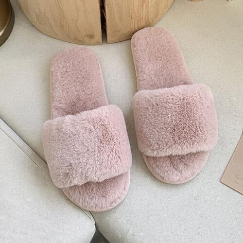 Warm Fluffy Slippers Women Faux Fur Indoor Floor Female Soft Slipper Furry plush home house Flat Shoes Casual Fashion Footwear