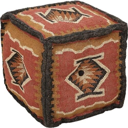 Silk Road ARIA Indian Handmade Futon Bohemian Vintage Kilim Stool Square