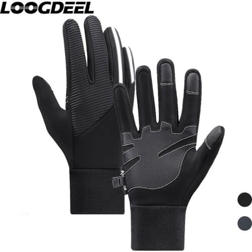 LOOGDEEL Winter Cycling Gloves Full Finger Warmth Waterproof Non-slip Finger Touch Screen Comfortable Outdoor Sport Riding Glove