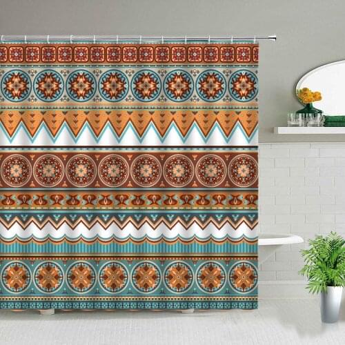 Bohemian Mandala Flower Geometric Shower Curtains Colorful Fashion Bathroom Decor Cloth Curtain Set Waterproof Fabric With Hooks