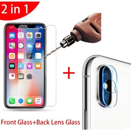 2in1 Camera Len Tempered Glass For iphone X XS 11 Pro Max XR 7 8 Screen Protector 11 protective Glass on iphone 7 8 6s Plus X 11