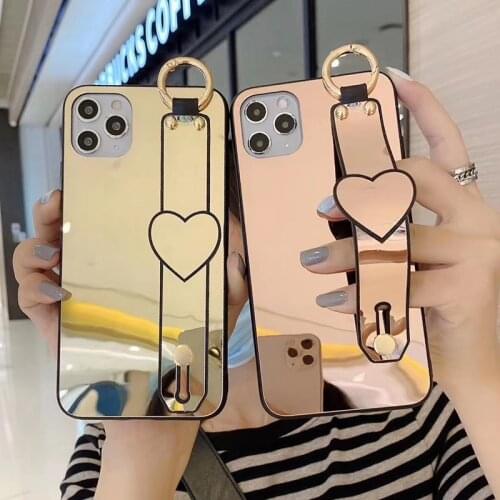High quality Mirror love couple gift soft silicon phone case for apple iphone 7 8 Plus X XS XR MAX 11 Pro Wrist support cover