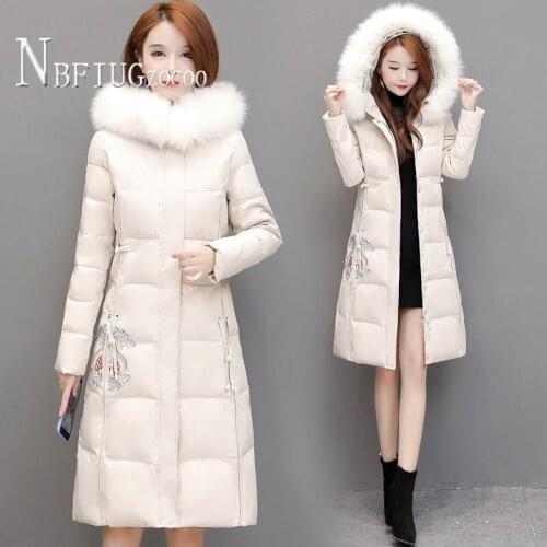 2020 New Chinese Style Embroidery Women Parkas Long Style Temperament Slim Female Jacket