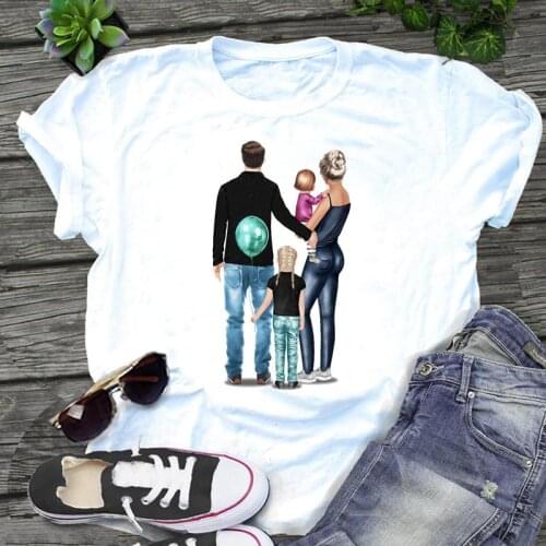 Women Graphic happy time 2021 family love mom mother Cartoon Summer Print Short Sleeve Female Clothes Tops Tees Tshirt T-Shirt