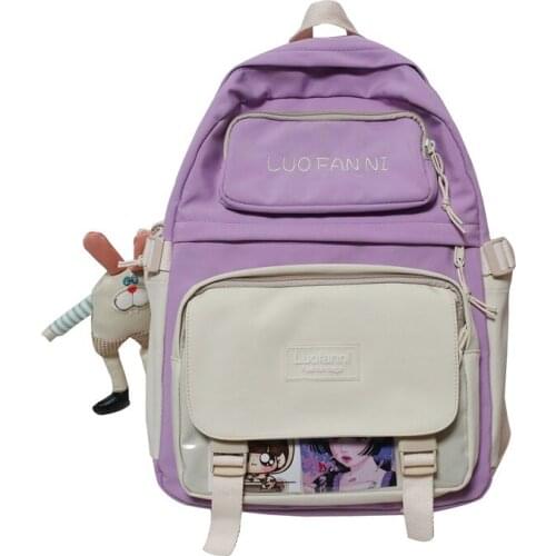 2021 Harajuku Style Womens Backpack Nylon Waterproof University Bags For Girls Large-capacity Casual Bookpacks