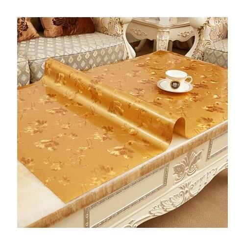 2019 Golden Family Table Cloth Dining Table Cover Home Decoration Pvc table cloth thickness 1mm soft glass oilproof tablecloth