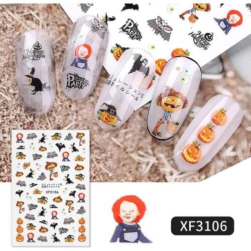 1 Sheet Halloween Series Nail Sticker Pumpkin Lantern Skeleton Spider Vampire Decals For Nail Art DIY Decoration Tools
