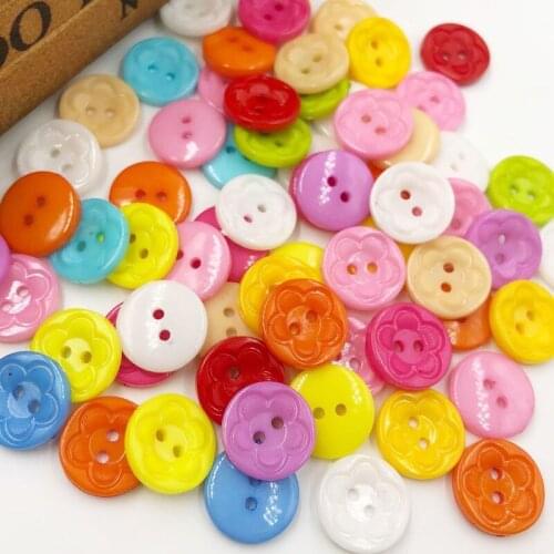 100 pcs Mix Color Flowers Buttons 2 Holes DIY Craft Sewing 15mm PT21