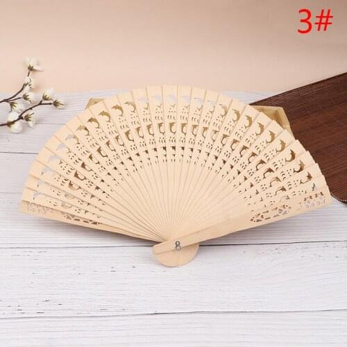 20cm Fragrant Home Decoration Crafts Bamboo Wooden Fan Summer Accessory Art Folding Carved Hand Fan
