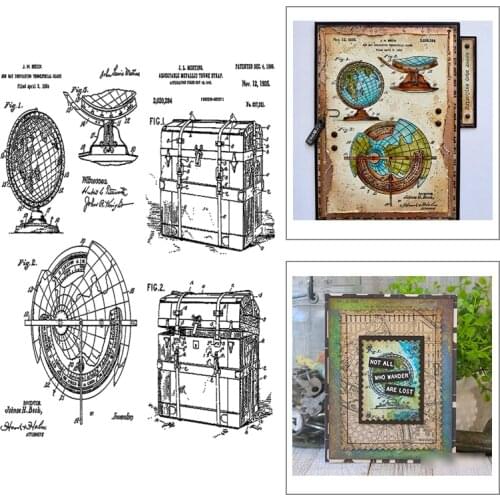2021 New Corver Background Words Clear Stamps Sets Globe and Earth Scrapbooking For Crafts Card Making no Metal Cutting Dies