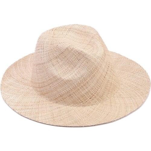 202106-shi new summer handmade natural Treasure grass solid classic holiday photo lady fedoras cap men women panama jazz hat