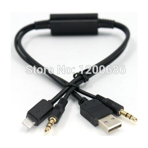 3.5mm AUX Audio Cable USB wire harness For BMW MINI For Apple iPhone 5 5S 6 6 Plus