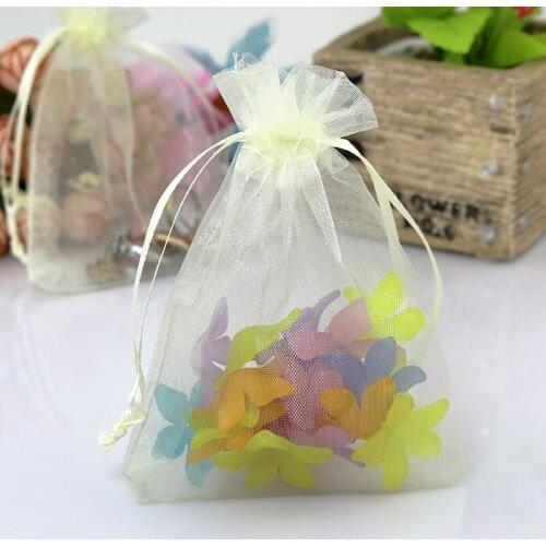 7x9cm Beige Organza Jewelry Gift Bags Small Packaging Bags Pouches For Wedding Customed Logo Printed 500pcs/lot Wholesale