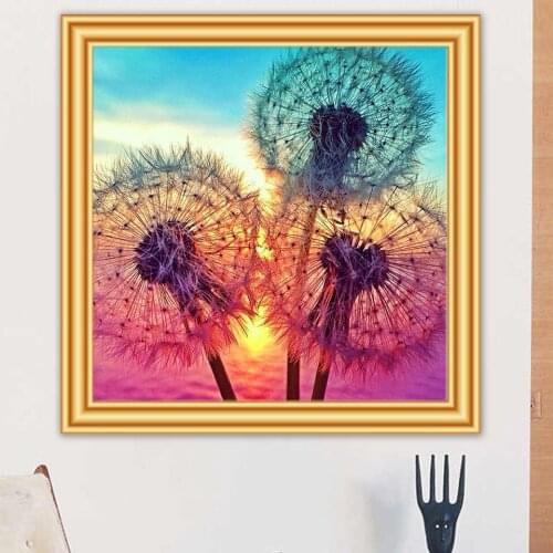 Full Drill 5D DIY Diamond Painting Dandelion Cross Stitch Kit Embroidery Mosaic Art Picture With Rhinestones Home Decor Gift