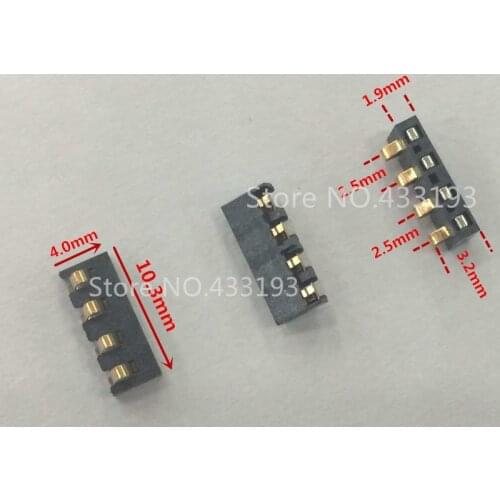 Free shipping original 50pcs Side joint type battery holder 4Pin ,battery connector, mobile phone battery Connector