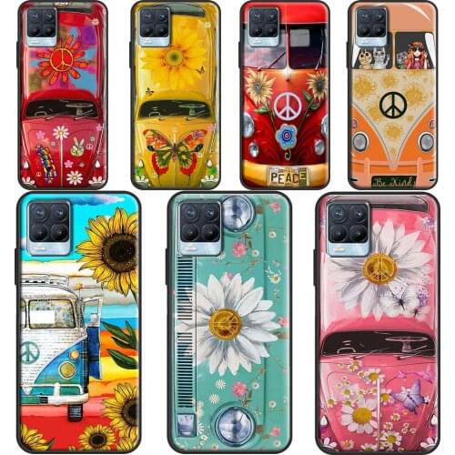 Hippie Peace Bus and Sunflower For OnePlus 9 Pro 8 Pro 8T 9R Case For Realme GT Neo 6 7 i 8 Q3 Pro C21 C15 C11 C3 Coque
