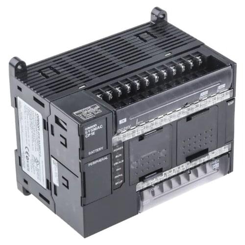 CP1E-NA20DT1-D PLC, 24 VDC supply, 12 x 24 VDC inputs, 8 x PNP outputs 0.3 A, 2 x analog inputs, 1 x analog output