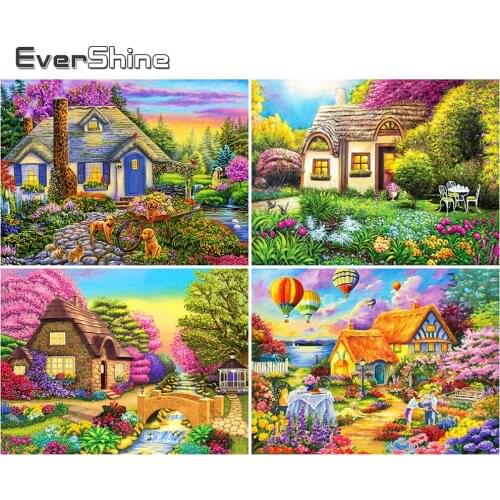 Evershine 5D DIY Diamond Painting House Diamond Embroidery Sale Landscape Mosaic Full Layout Rhinestone Picture Wall Decoration